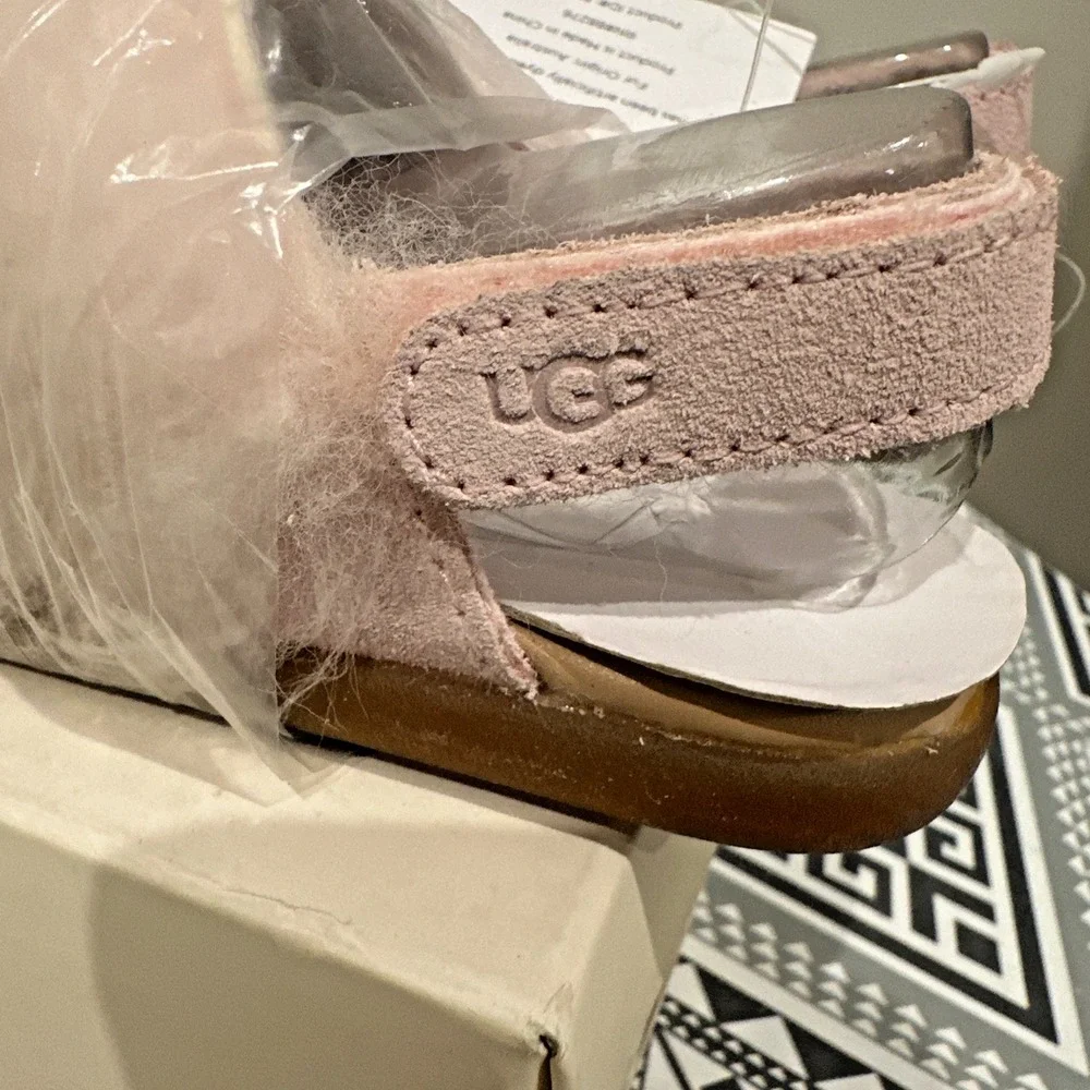 UGG‎ Baby Size 4/5 Holly Fuzzy Sling Back Lamb Fur Sandals Seashell Pink